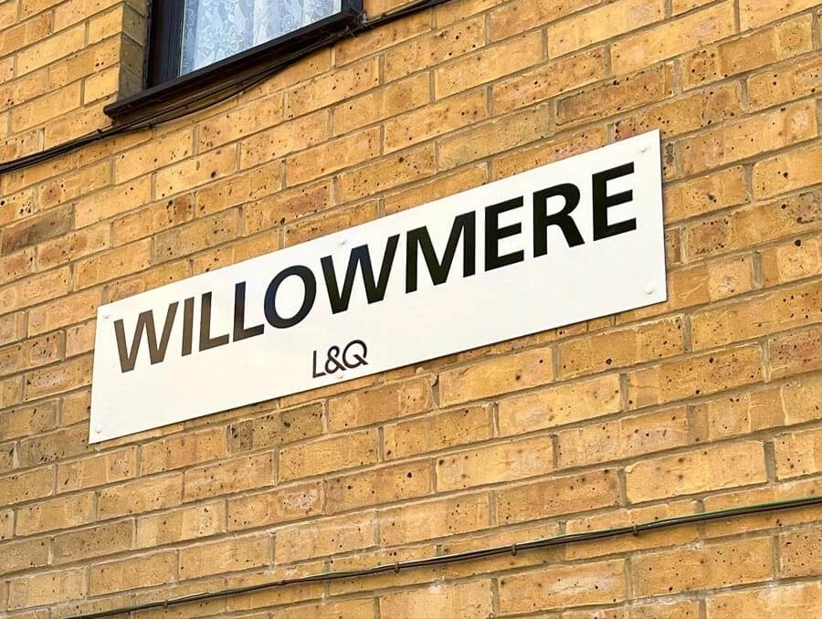 Directional street signage installation.